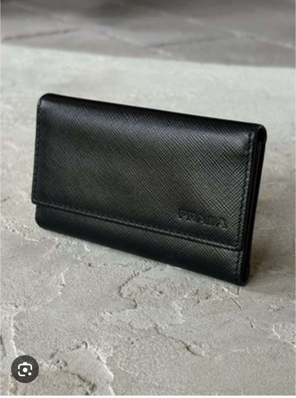 Prada Black Saffiano Leather Key Holder